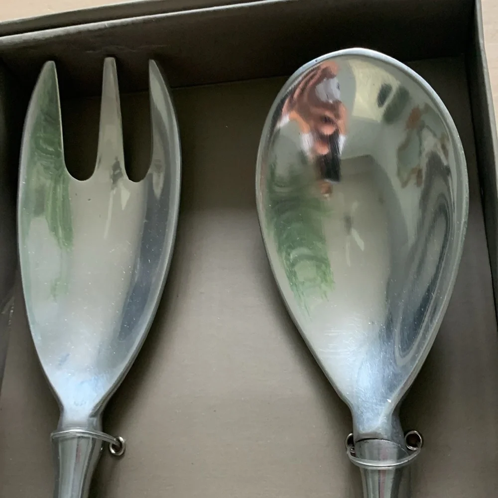 Pier 1 Imports Metal 2‎ Piece Serveware Set new.